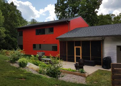 Bright Red siding exterior home design in State College, PA