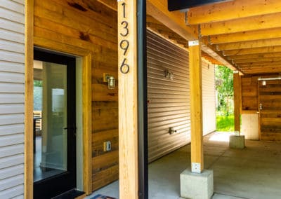 Greenbuild Energy Efficient Duplex natural wood carport in State College, PA