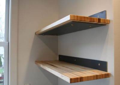 Custom Raw Edge wood shelving in State College Borough